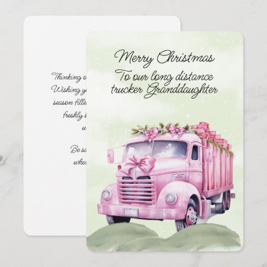 Carte Joyeux Noël Long Haul Trucker Grandgirl (Devant / Derrière)