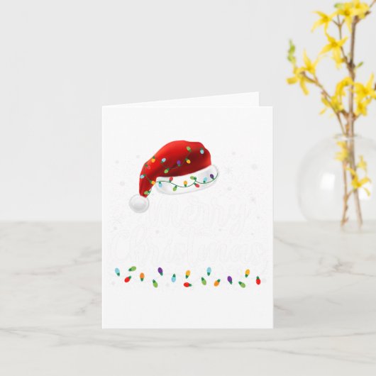 Carte Joyeux Noël Lumières Rouge Noël Chapeau Noël Famil (Fleur jaune)