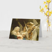 CARTE JOYEUX NOËL MADONE ET ENFANT AVEC ANGES (Fleur jaune)