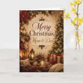 Carte Joyeux Noël Maman & Papa (Fleur jaune)