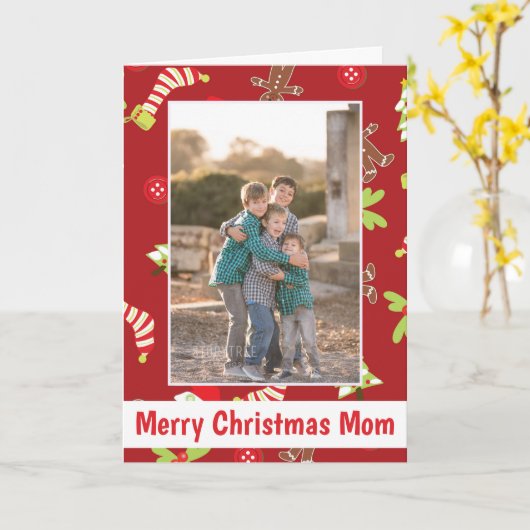 Carte Joyeux Noël Maman Photo de vacances (Fleur jaune)