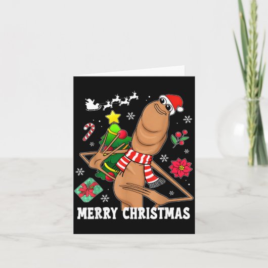 Carte Joyeux Noël Marcus Le Ver Fun Déjanté Mème (Devant)