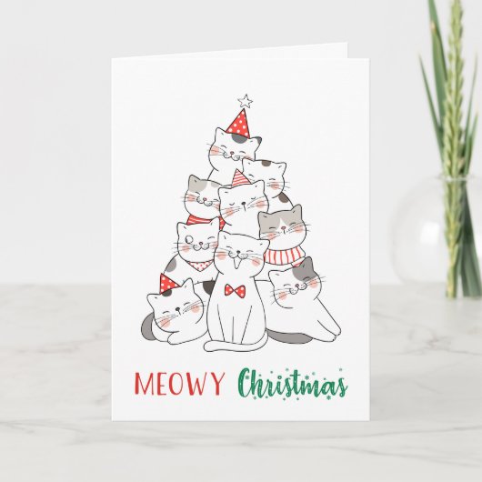 Carte Joyeux Noël Meowy Mignon Blague pour les Amoureux  (Devant)