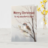 Carte Joyeux Noël Merveilleuse Tante Aquarelle (Fleur jaune)