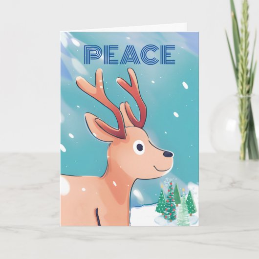 Carte Joyeux Noël mignon cerf de bébé dans la neige (Devant)