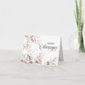 Carte Joyeux Noël moderne Berries d'hiver Oiseaux (Devant)