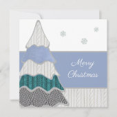 Carte Joyeux Noël Moderne Bleu Arbre Texté (Devant)