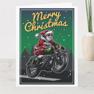 Carte Joyeux Noël Moto Santa   Vacances