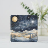 Carte Joyeux Noël Mountain Sky Star Nom de famille (Debout devant)