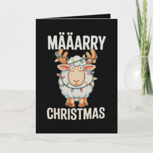 Carte Joyeux Noël Mouton Renne Bois Xmas Lumières