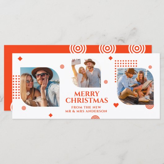 Carte Joyeux Noël Mr & Mrs 3 Photo Collage Moderne (Devant / Derrière)