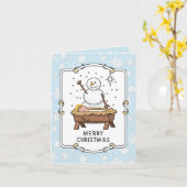 Carte Joyeux Noël Nativité bébé Jésus Snowman (Fleur jaune)