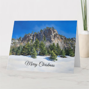 Carte Joyeux Noël - Nature, neige et Evergreens