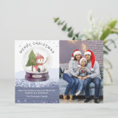 Carte Joyeux Noël Neige Globe mignonne Snowman Photo (Debout devant)