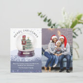 Carte Joyeux Noël Neige Globe Nutcracker Photo (Debout devant)