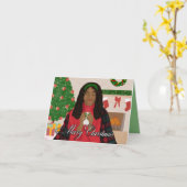 Carte Joyeux Noël - Noël afro-américain (Fleur jaune)