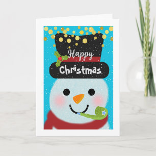 Carte Joyeux Noël Nouvel An Cute Snowman
