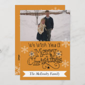 Carte Joyeux Noël Orange Photo Holiday (Devant / Derrière)