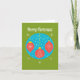 Carte Joyeux Noël Ornements Modernes du Milieu du Siècle