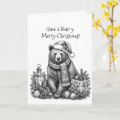 Carte Joyeux Noël Ourson (Fleur jaune)