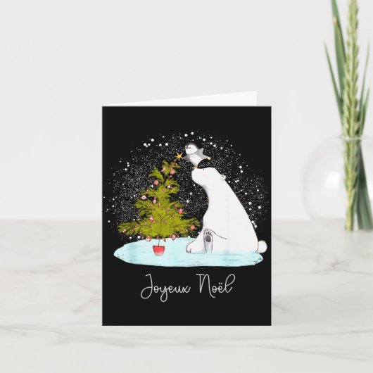 Carte Joyeux Noël - Ourson mignon pingouin Noël (Devant)