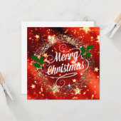 Carte Joyeux Noël pailleté et brillant (Devant/Arrière en situation)