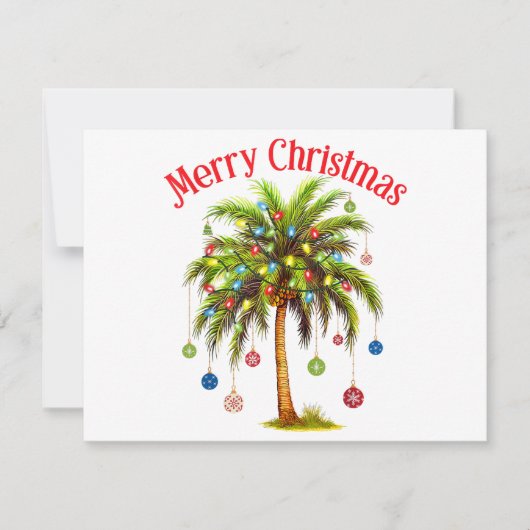Carte Joyeux Noël Palm Tree Light Hawaiian Tropical (Devant)