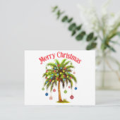 Carte Joyeux Noël Palm Tree Light Hawaiian Tropical (Debout devant)