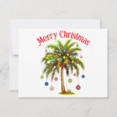Carte Joyeux Noël Palm Tree Light Hawaiian Tropical (Dos)