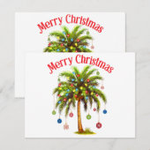 Carte Joyeux Noël Palm Tree Light Hawaiian Tropical (Devant / Derrière)