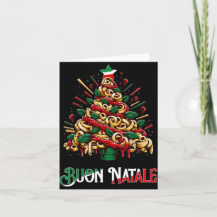 Carte Joyeux Noël pâtes italiennes arbre de Noël pour