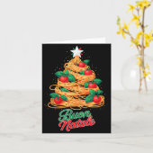 Carte Joyeux Noël Pâtes Spaghetti Italien Drôle de Noël (Fleur jaune)
