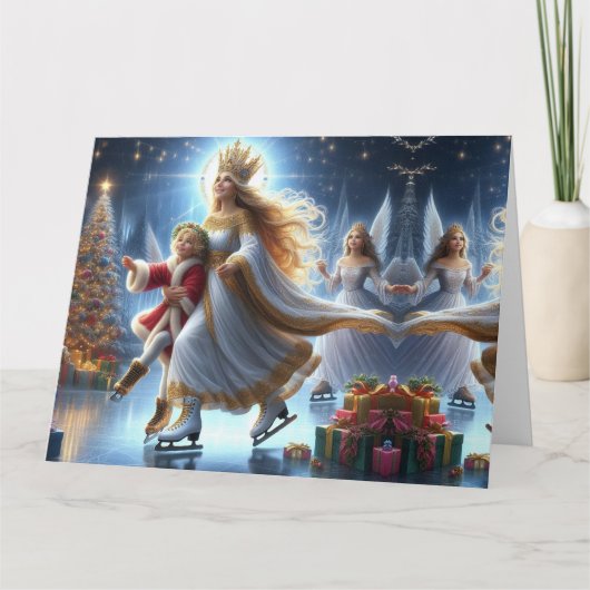 Carte Joyeux Noël Patinage sur glace (Devant)