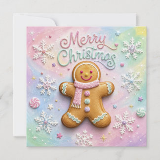 Carte Joyeux Noël Pâtisserie Gingerbread Flocons de Neig