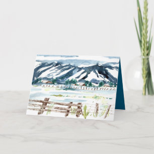 Carte Joyeux Noël Paysage de neige Montagnes