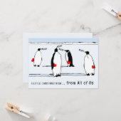 Carte Joyeux Noël Penguin Cool de vacances Coeur rouge (Devant/Arrière en situation)