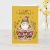 Carte Joyeux Noël Père Noël (Fleur jaune)