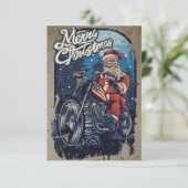Carte Joyeux Noël Père Noël Biker USA (Debout devant)