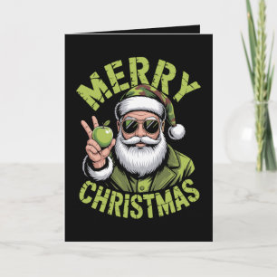 Carte Joyeux Noël Père Noël Camo Lunettes de soleil Paix