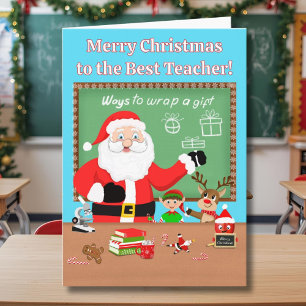 Carte Joyeux Noël Père Noël en tant que professeur