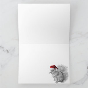 Carte Joyeux Noël Père Noël et Écureuil
