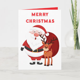 Carte Joyeux Noël PÈRE NOËL ET RENNES