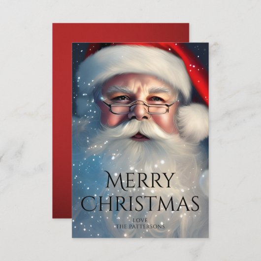 Carte Joyeux Noël Père Noël Festive Vacances d'hiver (Devant / Derrière)