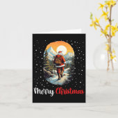 Carte Joyeux Noël Père Noël Randonnée Trekking Mountain (Fleur jaune)