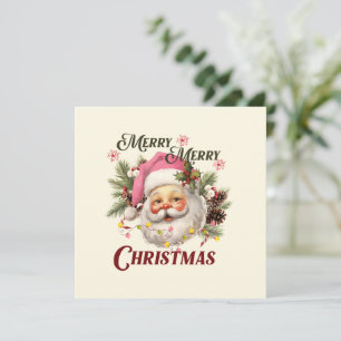 Carte Joyeux Noël - Père Noël rose