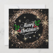 Carte Joyeux Noël pétillant et parties scintillant, (Devant)