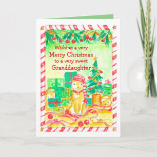 Carte Joyeux Noël Petite-fille Chats Kittens