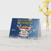 Carte Joyeux Noël philippin - Maligayang Pasko (Fleur jaune)