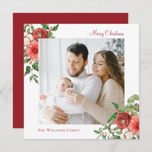 Carte Joyeux Noël Photo de vacances d'hiver (Devant / Derrière)