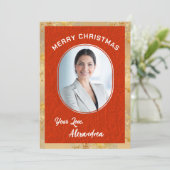 Carte Joyeux Noël Photo Élégant Script classique (Debout devant)